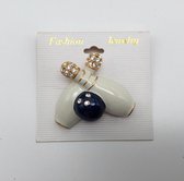 Bowling Bowlingsieraad gift 'Fasion Jewelry 2 pins met blauwe bal, wit met steentjes'  broche