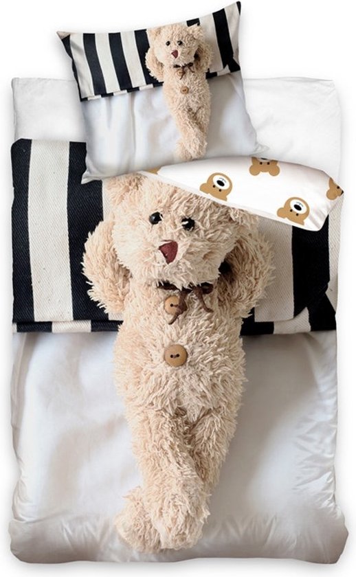 Housse de couette Cuddly Bear Teddy Bear - Simple - 140x200 cm - Grijs |  bol.com