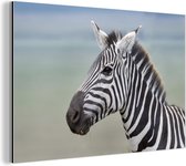 Wanddecoratie Metaal - Aluminium Schilderij Industrieel - Zebra close-up - 180x120 cm - Dibond - Foto op aluminium - Industriële muurdecoratie - Voor de woonkamer/slaapkamer