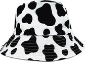 Bucket Hat - Vissershoedje - Hoed - Koeienprint - Reversible - Festival - Volwassenen - Dames - Heren - Polyester - zwart - wit