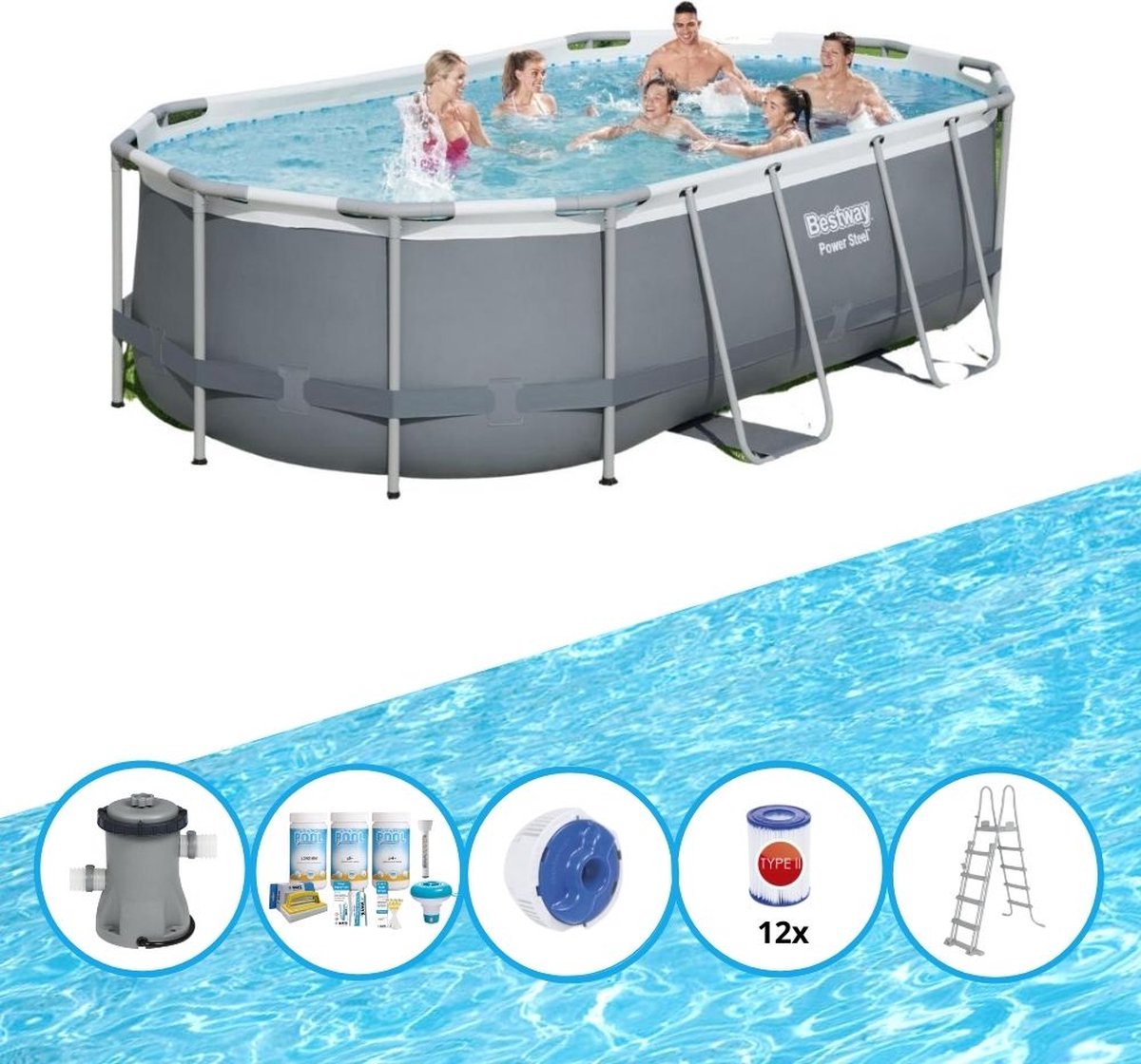 Bestway Zwembad Power Steel Zwembad Bundel 427x250x100 cm