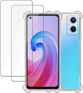 Hoesje geschikt voor Oppo A96 + 2x Screenprotector – Tempered Glass - Extreme Shock Case Transparant