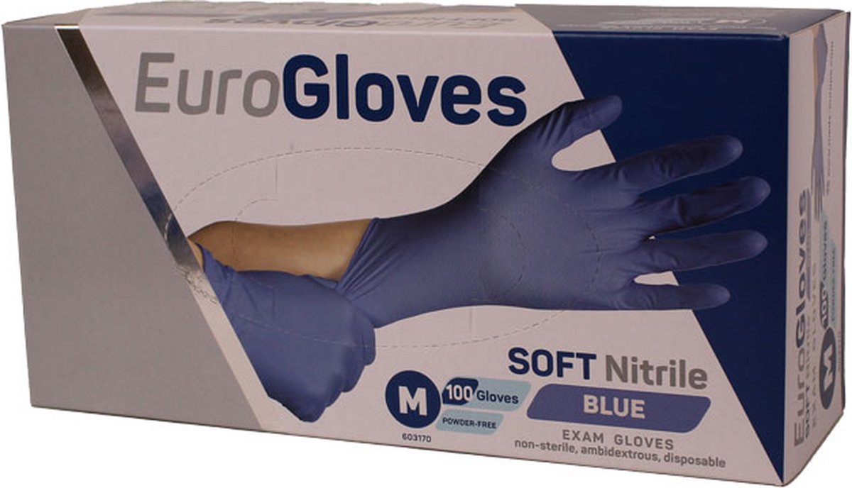 Gants jetables en nitrile sans latex, sans poudre, gants de qualité  alimentaire, 200 pièces taille L, bleu : : Outils et Bricolage