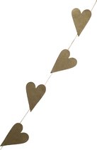 Luna-Leena duurzame gouden hartjes slinger L 1.82 cm - eco friendly papier - handgemaakt in Nepal - hart - liefde - geluk - romantiek - huwelijk - geboortje - feest - kersthart - valentijn - heart garland - kerstcadeau - kerstversiering - moederdag