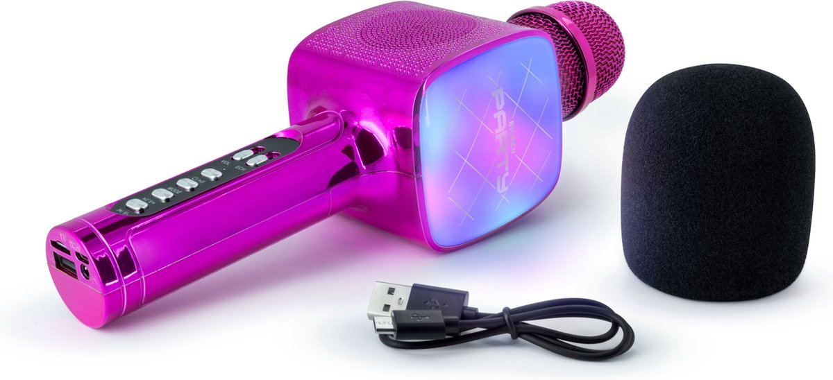 Bigben Party Microphone Karaoké avec LED + Bluetooth - Rose