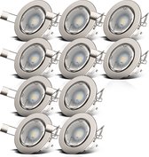 B.K.Licht - Inbouwspots - LED - 10 stuks - voor binnen - met GU10 - kantelbaar - spotjes inbouw - Ø8.6cm - IP23 - 3.000K - 400Lm - 5W - nikkel
