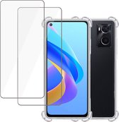 Hoesje geschikt voor Oppo A76 + 2x Screenprotector – Tempered Glass - Extreme Shock Case Transparant