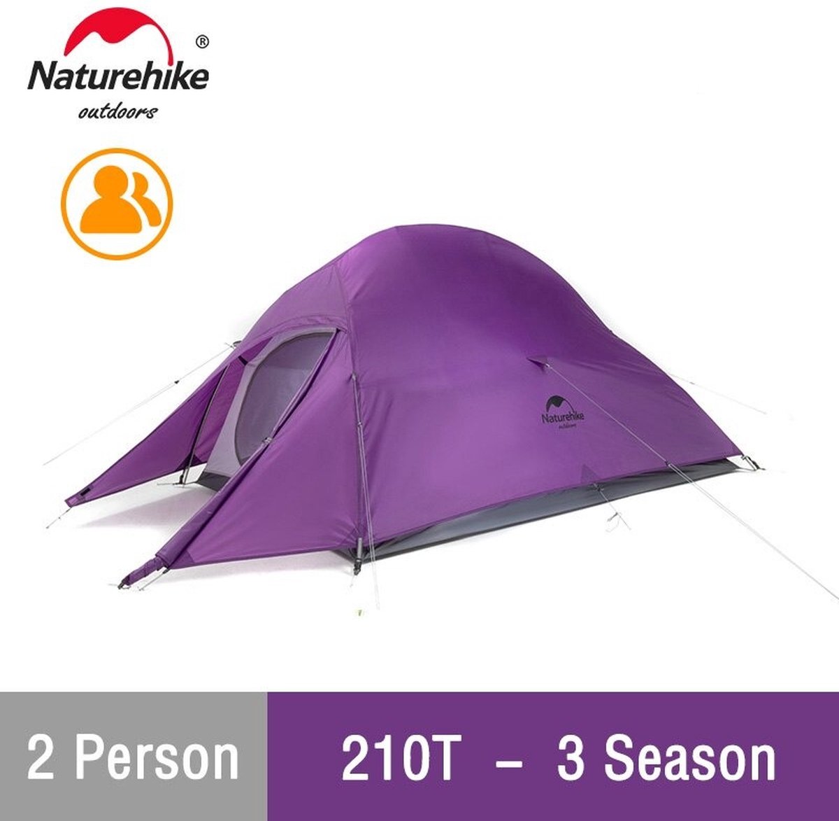 Naturehike - Cloud Up Tent - 100% Waterdicht - Lichtgewicht - Kamperen - 2 Persoon - Paars