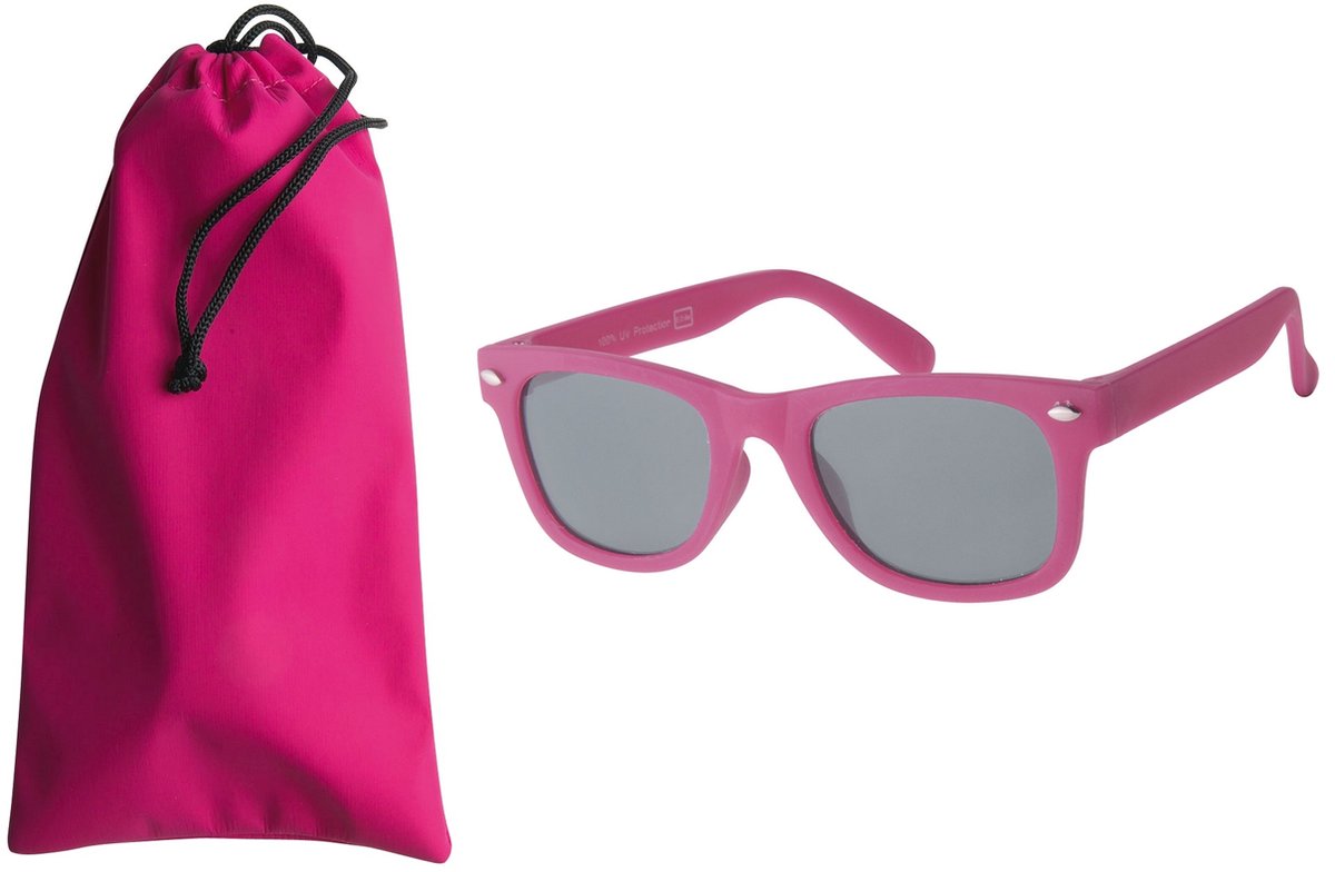 Kinderzonnebril 0 – 4 jaar Pretty Pink + GRATIS Roze Gekleurde Hoes! Jongens Meisjes Bril Kinderbril