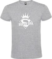Grijs T shirt met print van "Super Opa " print Wit size XXXXL