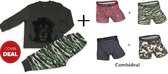 Frogs and Dogs - kinder - jongens - COMBIDEAL - pyjama en 4x boxers- Lion/Leeuw - jungle safari - maat 128