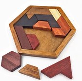 Houten Puzzel - Tangram Mini Hexagon - Breinbreker - Vormen Puzzel - Kinderspeelgoed - Educatief Speelgoed - Vanaf 3 jaar