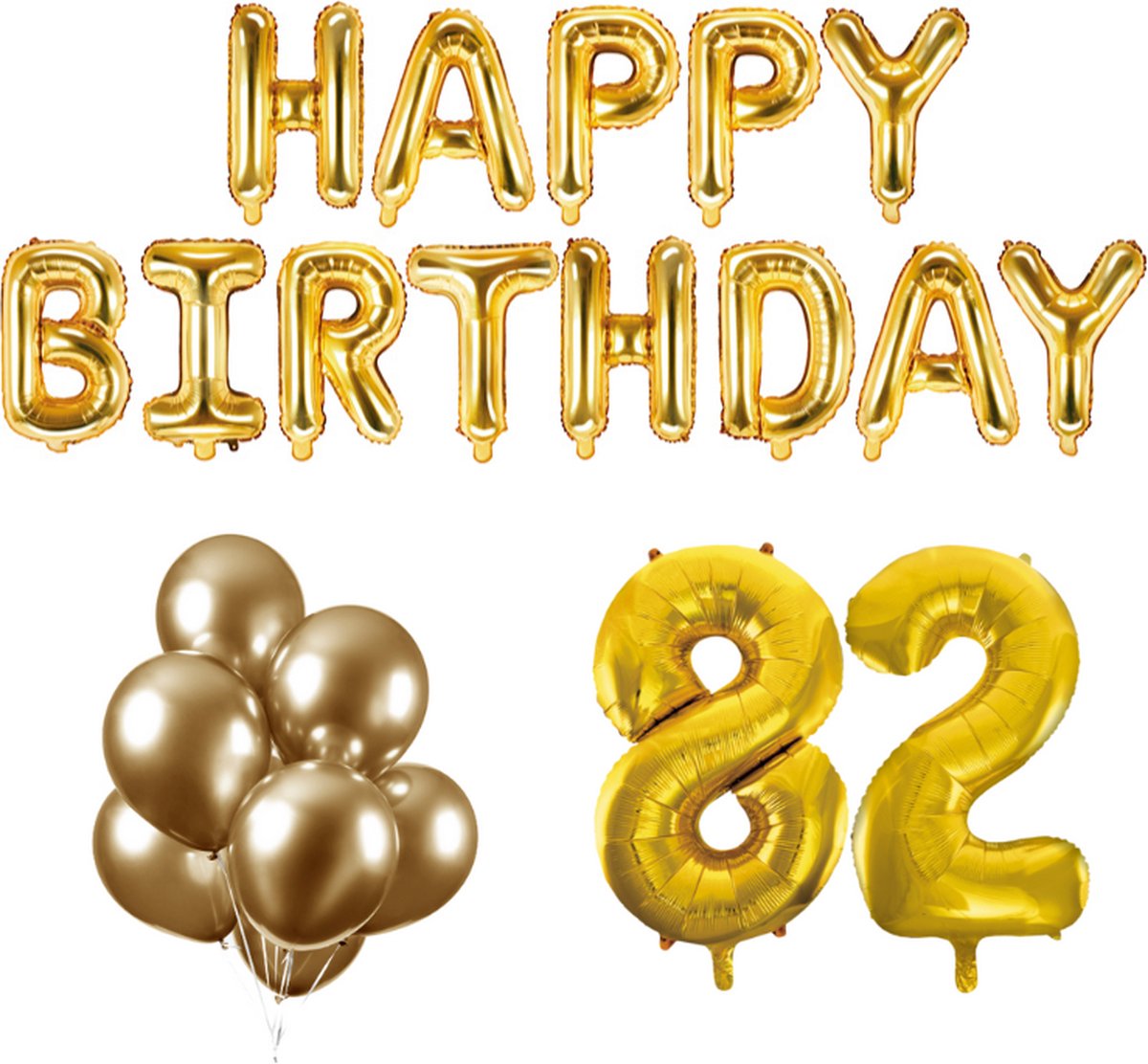 Afbeelding van product Merkloos / Sans marque  82 jaar Verjaardag Versiering Ballon Pakket Goud
