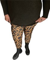 Broek stretch giraf print oker/zwart 1 maat draagbaar tot maat 48