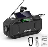 BaseCore® - Noodradio - Opwindbare Radio - Noodradio Solar Opwindbaar - Survival Radio – Waterbestendig - Inclusief Licht, Bluetooth, Karabijnhaak, Handleiding en USB-kabel - Zwart