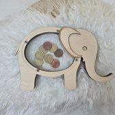 Spaarpot Olifant - spaarpot - olifant - hout - herbruikbaar - acryl - sparen - jongen - meisje -geschenk - kerst - communie - verjaardag - geboorte - origineel - uniek - doopsuiker