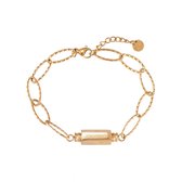Schakel armband – roestvrij staal – met message bead met daarop de tekst 'Love Yourself' – 16 cm – Feel Good Store – Goud