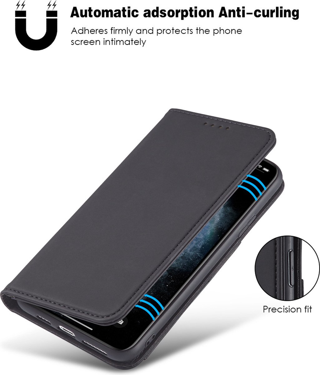 Iphone 12 mini hoesje leer multifunctioneel zwart