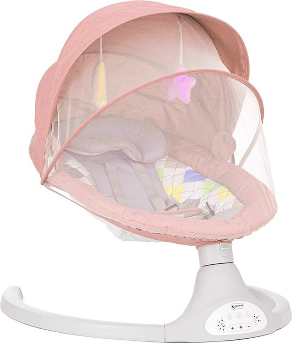 Elektrische Wipstoel - Wipstoel Baby Elektrisch - - Elektrische Babyschommel - Wipstoel Elektrisch - - Wipstoel Baby - Baby Schommel - Ingebouwde Speaker - Incl. Afstandsbediening & Klamboe - Roze - Little Plaza