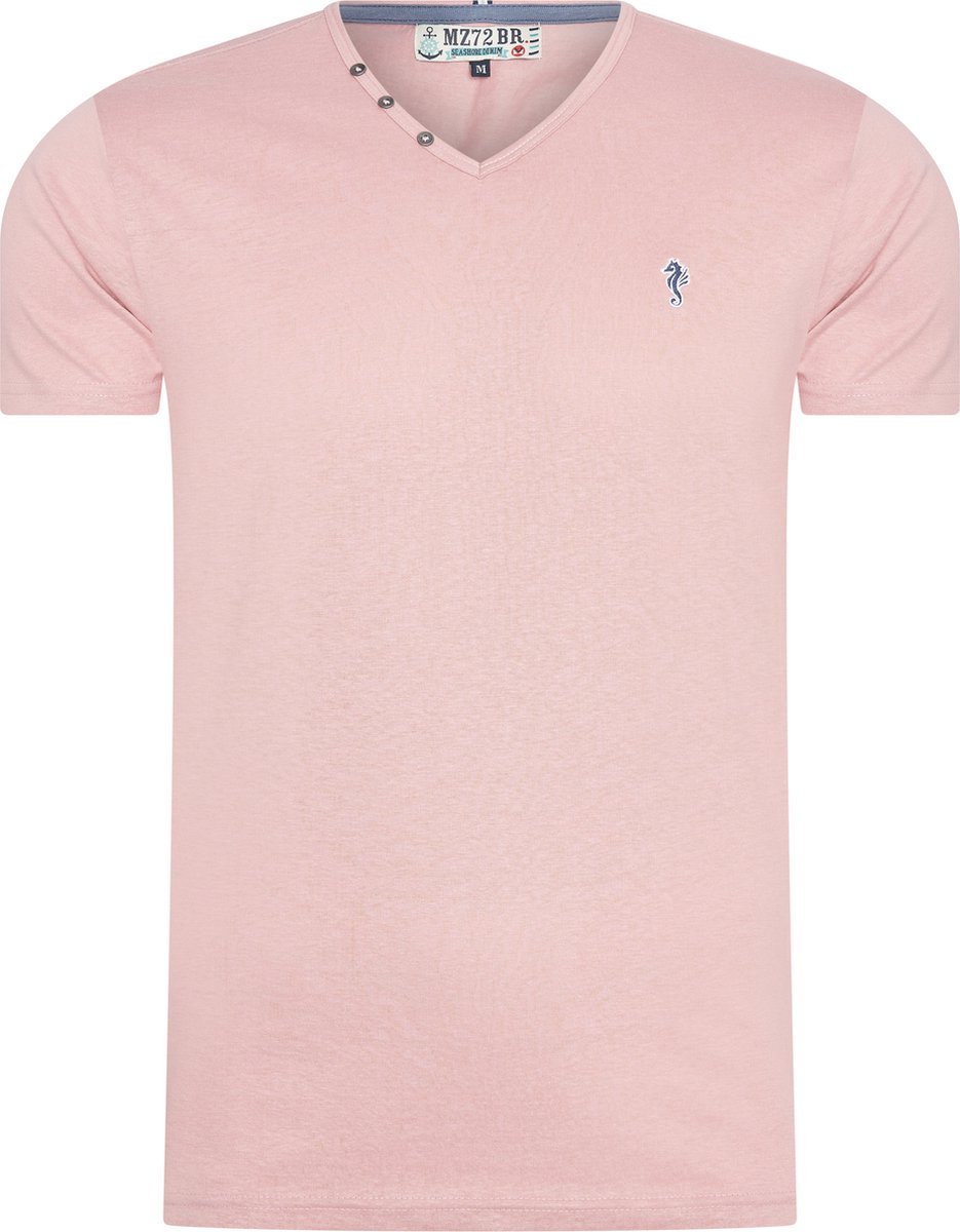 Mezaguz Heren T-Shirt Teessential Pastel Silver Pink Maat XXL