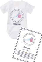 Romper en schilderij sterrenbeeld Waterman (baby) maat 62/68 cadeauset