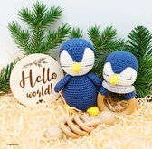 Speelgoed voor de baby's - rammelaar - pinguïn - grijpring - blauw/wit