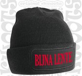 BIJNA LENTE uniseks muts - Zwart met rode tekst - Beanie - One Size - Grappige teksten | Designs - Original Kwoots - Wintersport - Aprés ski muts - Warmere dagen zijn onderweg - Vo