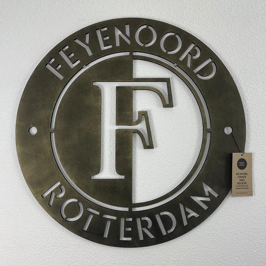 Football Conception FEYENOORD. - 80 x 80 cm - Or Métallisé | Décoration murale Voetbal Feyenoord