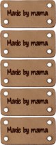 Leren label 3x1,5 cm Made by mama (5 stuks)