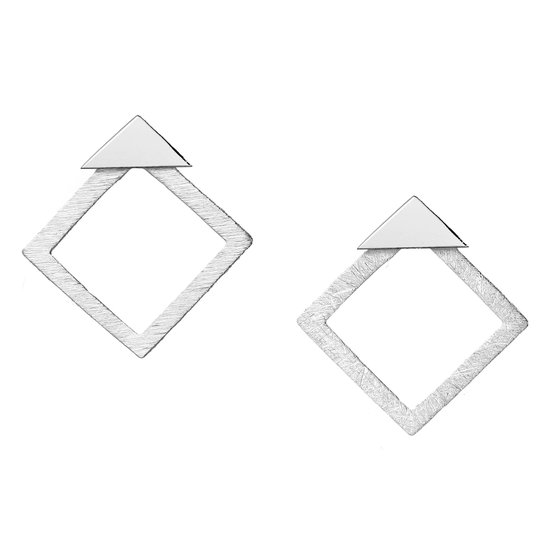 EAR IT UP - Boucles d'oreilles d'oreilles - Driehoek - Carré mat - Veste - Boucles d'oreilles clous Push back - Argent 925 - 22 x 19 mm - 1 paire