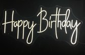 Happy Birthday White - NEON Verlichting - Neon Licht - GoodMoodLights - Led verlichting - Sfeerverlichting - Wandlamd - Hanglamp - Neon Lamp - HANGMODEL - Neon Sign