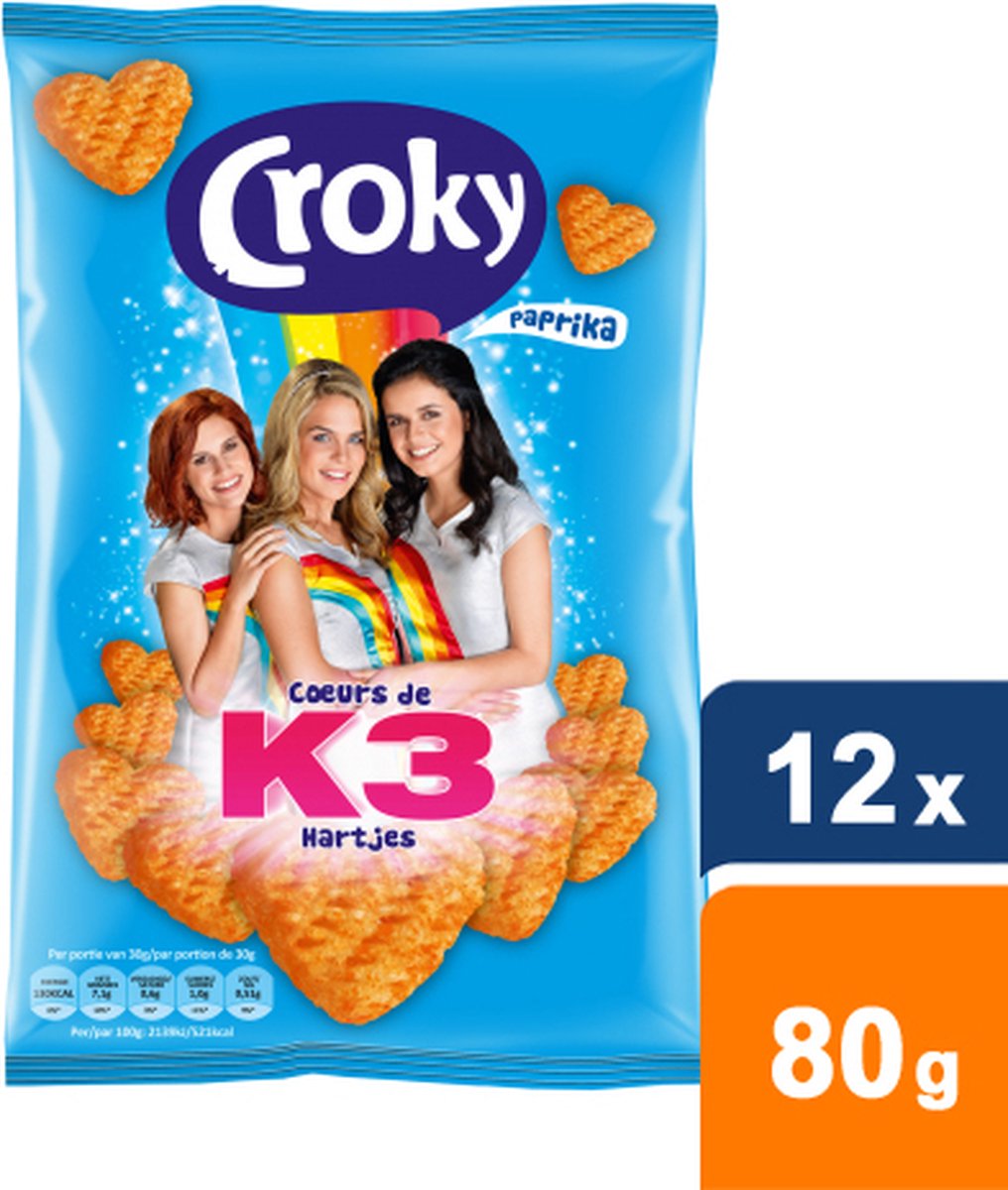 Croky K3 Hartjes Paprika Chips 12x 80g
