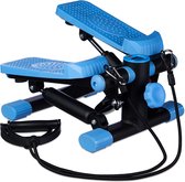 Relaxdays Stepper, verstelbare weerstand, met expander, snelheidsmeter en stappenteller (h x b x d): 170 x 31 x 33 cm, zwart-blauw