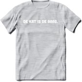 Kattenbaas - Katten T-Shirt Kleding Cadeau | Dames - Heren - Unisex | Kat / Dieren shirt | Grappig Verjaardag kado | Tshirt Met Print | - Licht Grijs - Gemaleerd - S