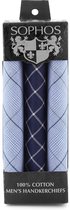 Zakdoeken - 3-Pack - Lichtblauwe/marineblauw - 40x40 - Geruite katoenen zakdoeken