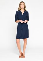 LOLALIZA Jurk met V-hals - Marine Blauw - Maat 44