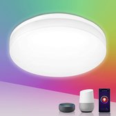 LE 15W Smart WiFi plafondlamp, 1250lm Ø22cm LED plafondlamp dimbaar (RGB + koud tot warm wit 2700-6500K), IP54 badkamerlamp bestuurbaar via app, compatibel met Alexa Google Home, g