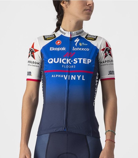 Castelli Fietsshirt Korte Mouwen Dames Blauw Wit - Quick-Step Alpha Vinyl COMPETIZIONE W JERSEY BELGIAN BLUE-XL