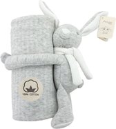 Antonio baby deken met knuffel – baby kraam cadeau – knuffel konijn – deken 75 cm x 69 cm – 100 % katoen