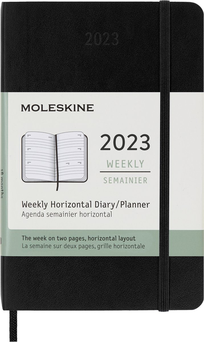 Moleskine 12 Maanden Agenda - 2023 - Wekelijks Horizontaal - Pocket - Zachte Kaft - Zwart