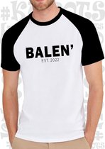 BALEN' heren t-shirt - Wit met zwarte korte mouwen en halslijn- Maat M - Leuke shirtjes - Grappig - Humor - Quotes - Kwoots