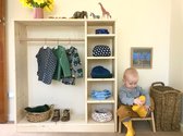 Manine Montessori Garderobe/Kledingrek voor Kind - Hangkast en Legplanken - Massief Hout