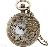 Vintage zakhorloge - Brons - Tandwiel - Quartz - Ketting - horloge