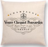 Veuve Qlicquot - Kussen - Wit - Kussensloop - Champagne - 45X45 CM - Linnen - Auto - Decoratie - Boot - Hotel