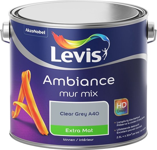 Peinture murale gris clair satin 2,5L