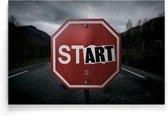 Walljar - Stop Sign (Night) - Muurdecoratie - Poster