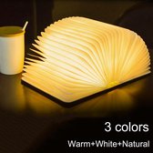 LED Boek Nachtlampje - 3 Kleuren - 3D Creatief - Draagbaar Hout - 5V USB Oplaadbaar - Magnetisch - Opvouwbare Bureau Tafellamp - Woondecoratie - Walnoot