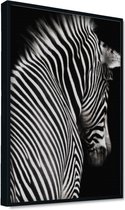 Akoestische panelen - Geluidsisolatie - Akoestische wandpanelen - Akoestisch schilderij AcousticPro® -  paneel met zebra op zwarte achtergrond - design 210 - Premium - 60X90 - zwar