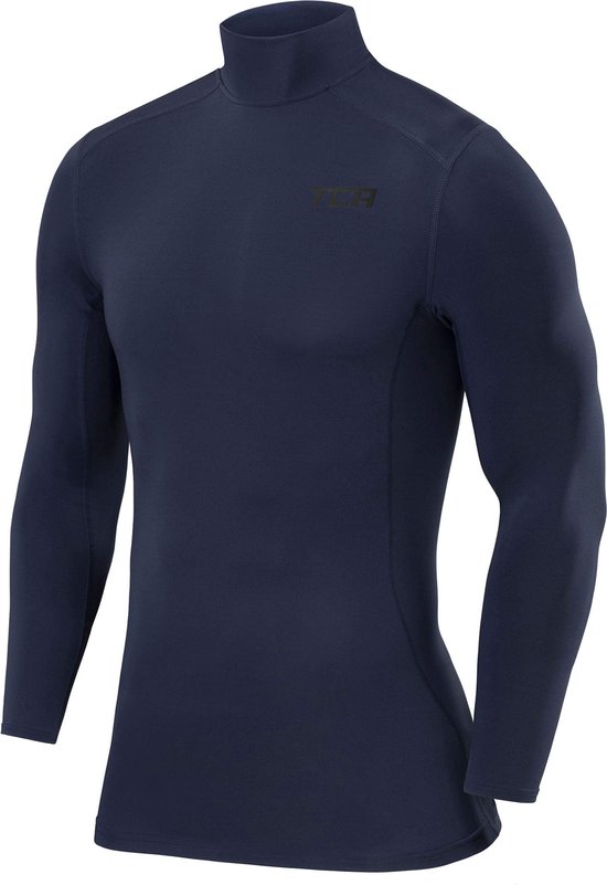 Pro Performance Compressietop Lange Mouwen met Openstaande Kraag voor Jongens - Navy Eclipse (Blauw)