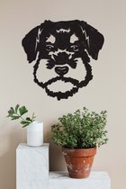HOUTEN WANDDECORATIE / WOODEN WALL DECORATION - MUURDECORATIE / WALL ART - SCHNAUZER - 45 x 44cm - ZWART / BLACK - HONDEN / DOGS - DESIGN WANDFIGUUR - ECHT HOUT - REAL WOOD